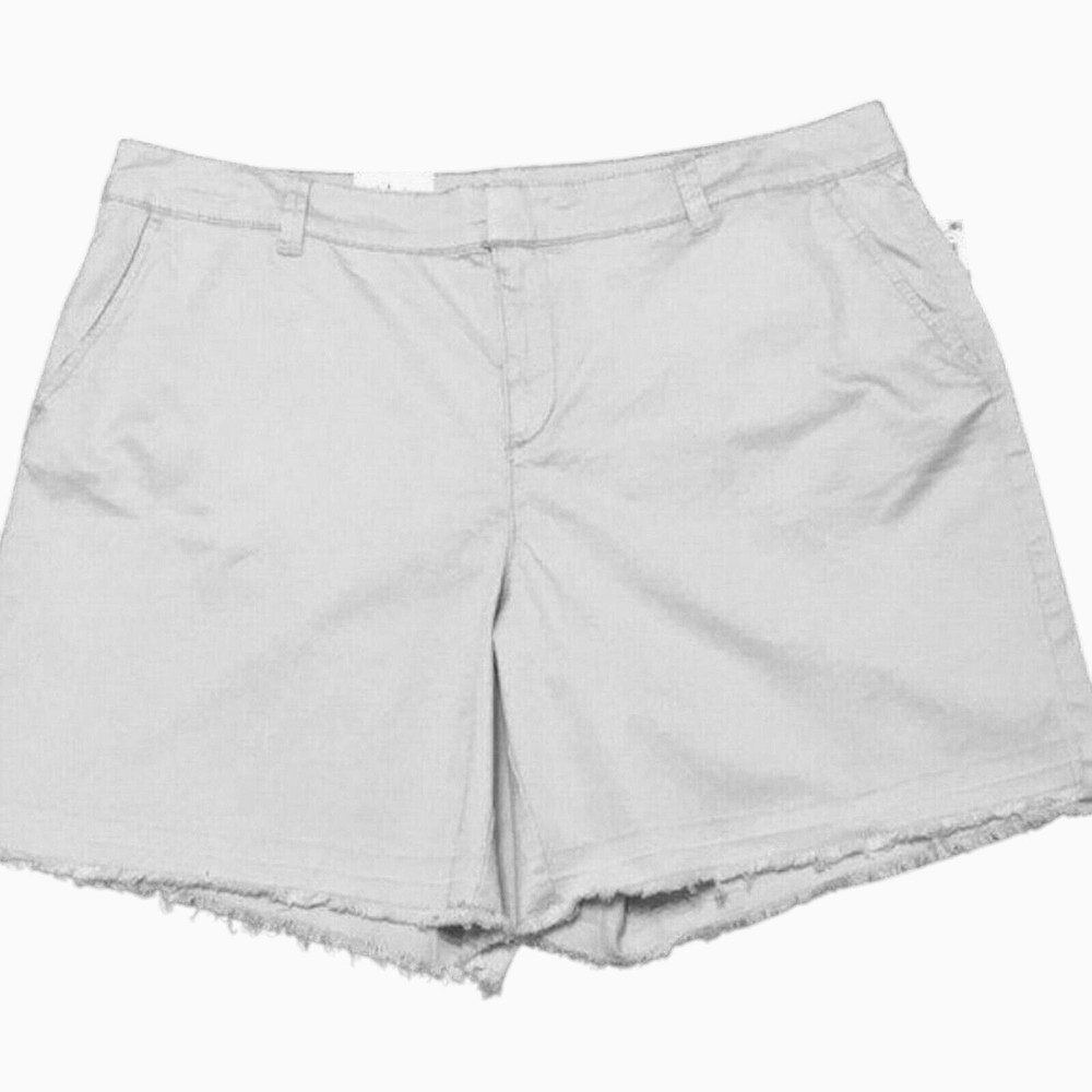 Style & Co‎ Shorts Womens 16W Light Grey Bermuda Mid Rise Stretch Frayed Hem NWT